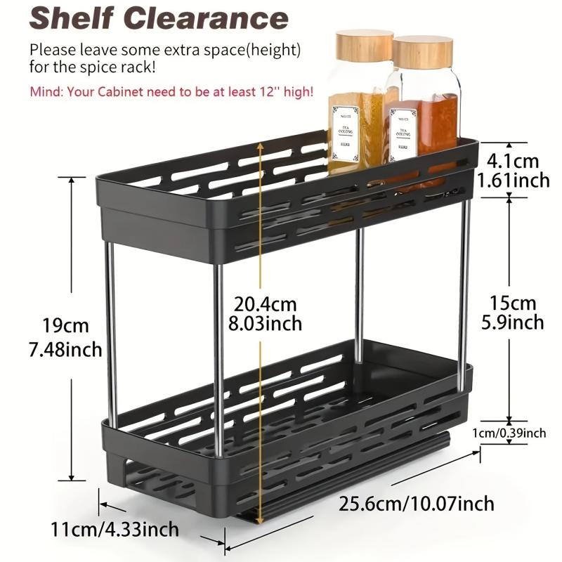 2pcs Pull Out Spice Rack Kitchen Organization