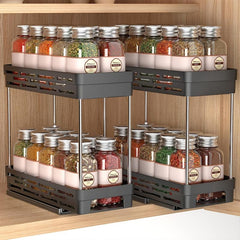 2pcs Pull Out Spice Rack Kitchen Organization