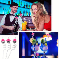 8pcs Disco Ball Straws Mini Disco Cowboy Cowgirl Straws