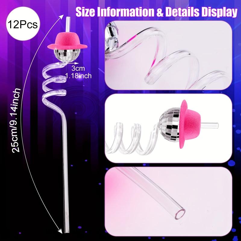 8pcs Disco Ball Straws Mini Disco Cowboy Cowgirl Straws