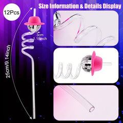 8pcs Disco Ball Straws Mini Disco Cowboy Cowgirl Straws