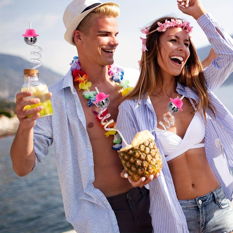 8pcs Disco Ball Straws Mini Disco Cowboy Cowgirl Straws