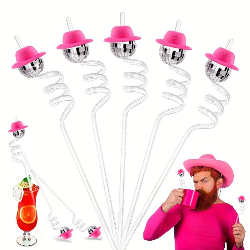 8pcs Disco Ball Straws Mini Disco Cowboy Cowgirl Straws