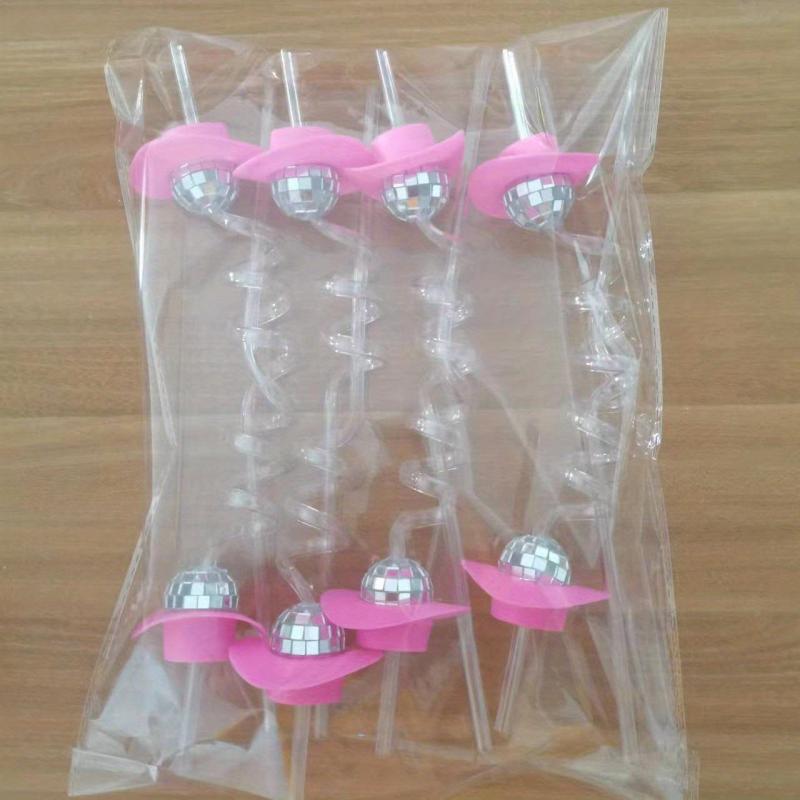 8pcs Disco Ball Straws Mini Disco Cowboy Cowgirl Straws
