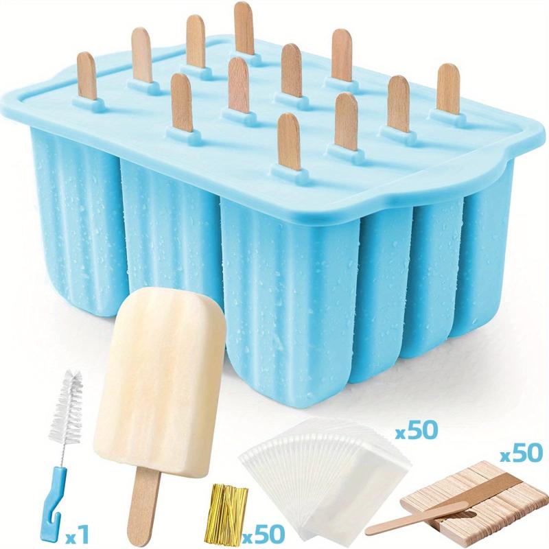 Summer Ice Cream Tools With Wooden Sticks Silicone Popsicle Molds