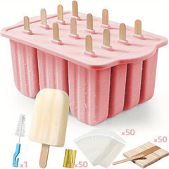 Summer Ice Cream Tools With Wooden Sticks Silicone Popsicle Molds