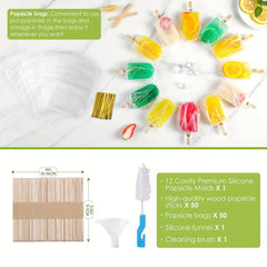 Summer Ice Cream Tools With Wooden Sticks Silicone Popsicle Molds