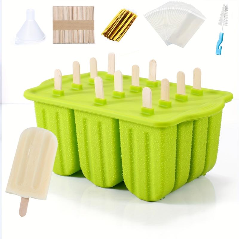 Summer Ice Cream Tools With Wooden Sticks Silicone Popsicle Molds