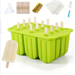 Summer Ice Cream Tools With Wooden Sticks Silicone Popsicle Molds