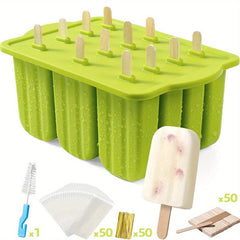 Summer Ice Cream Tools With Wooden Sticks Silicone Popsicle Molds