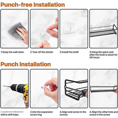 Kitchen Wall Shelf Storage Rack Metal Household Seasoning Spice Storage Rack