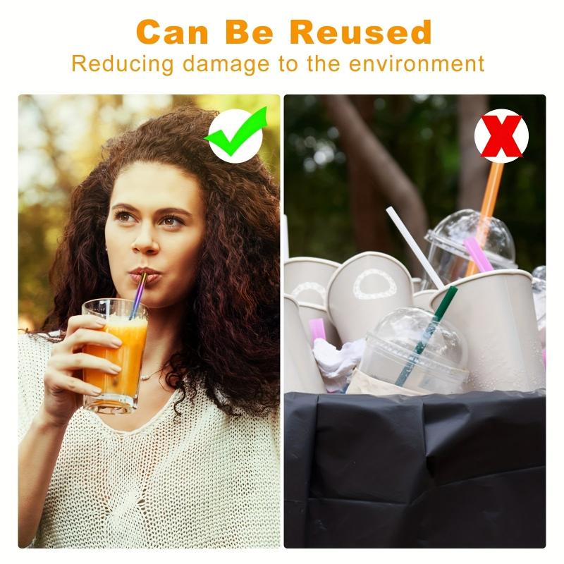 3pcs Stainless Steel Straws Set Retractable BPA-Free with Cleaning Brush