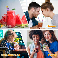 3pcs Stainless Steel Straws Set Retractable BPA-Free with Cleaning Brush