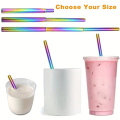 3pcs Stainless Steel Straws Set Retractable BPA-Free with Cleaning Brush