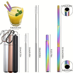 3pcs Stainless Steel Straws Set Retractable BPA-Free with Cleaning Brush