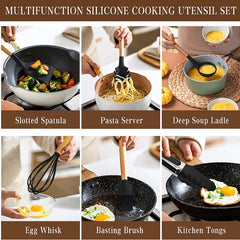 33pcs Silicone Kitchen Utensils Set With Storage Bucket Cooking Tools