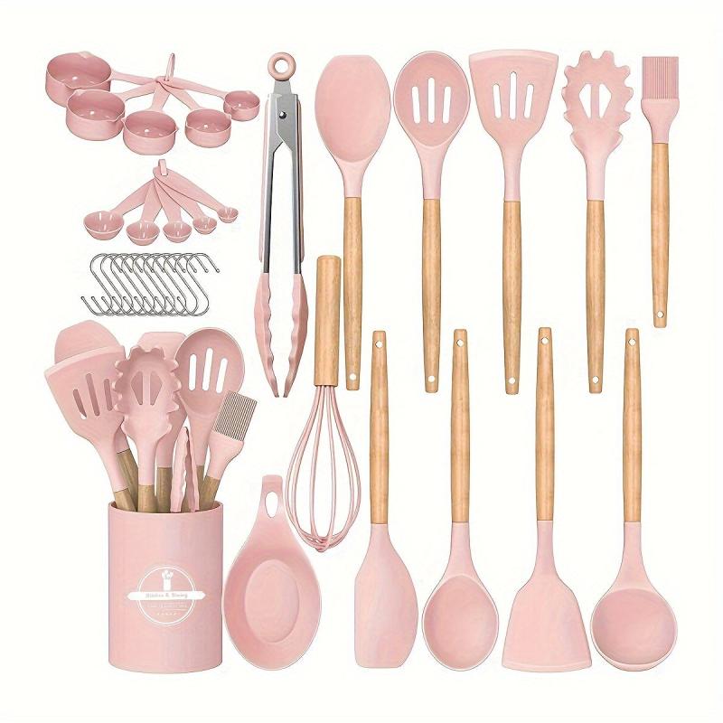33pcs Silicone Kitchen Utensils Set With Storage Bucket Cooking Tools