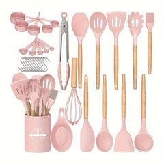 33pcs Silicone Kitchen Utensils Set With Storage Bucket Cooking Tools