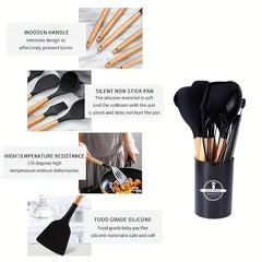 33pcs Silicone Kitchen Utensils Set With Storage Bucket Cooking Tools