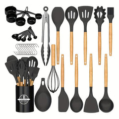 33pcs Silicone Kitchen Utensils Set With Storage Bucket Cooking Tools