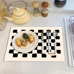 Silicone Dish Drying Mat & Checkerboard Tableware Pad