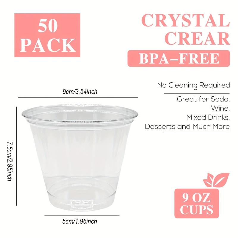 50pcs Reusable Plastic Dessert Cups Flat Lids Cold Party Drinking Cups