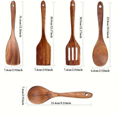 5pcs Wooden Spoons Set Kitchen Utensils Non Stick Spoon Cooking Spatula Turner