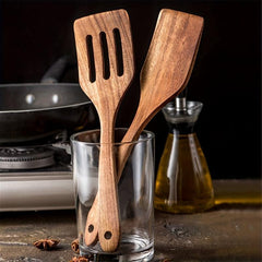 5pcs Wooden Spoons Set Kitchen Utensils Non Stick Spoon Cooking Spatula Turner
