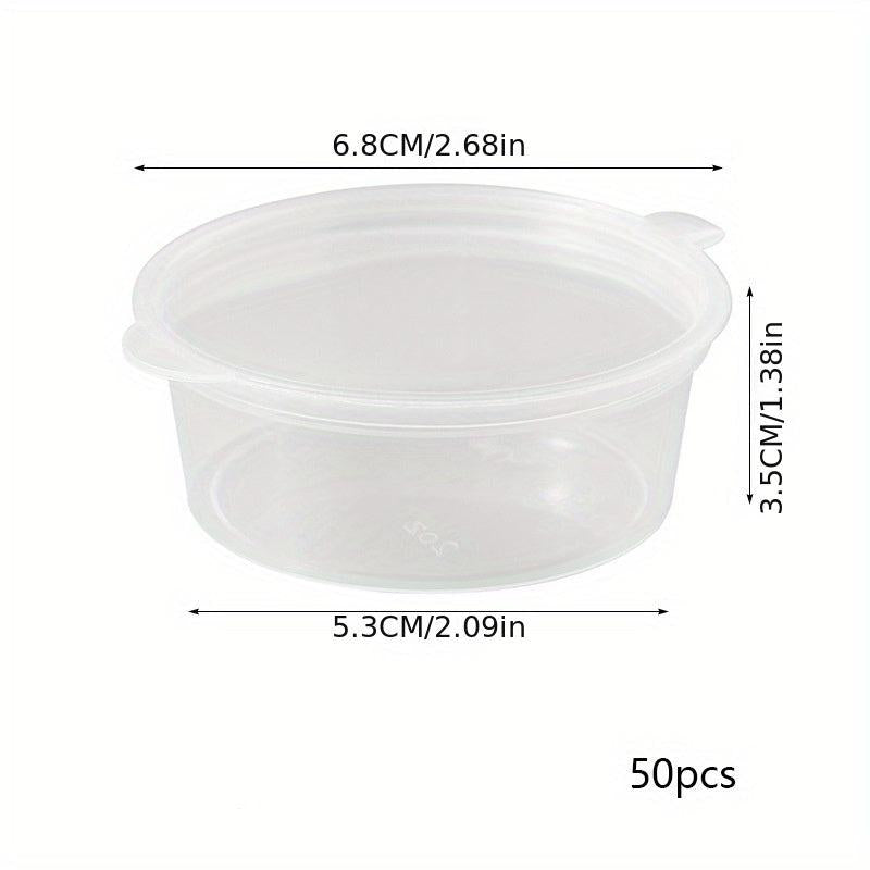 50pcs Plastic Sauce Cup with Lid, Food Container Seasoning Box
