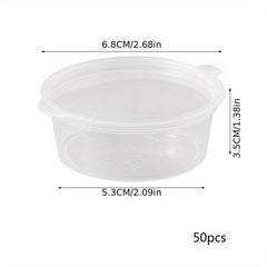 50pcs Plastic Sauce Cup with Lid, Food Container Seasoning Box