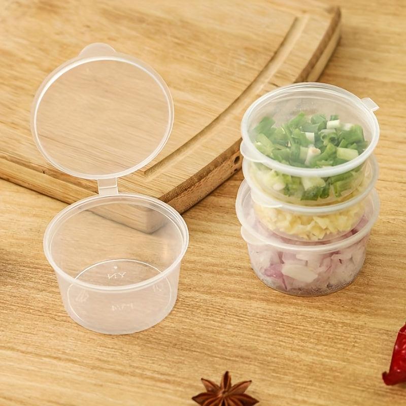 50pcs Plastic Sauce Cup with Lid, Food Container Seasoning Box