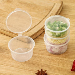50pcs Plastic Sauce Cup with Lid, Food Container Seasoning Box