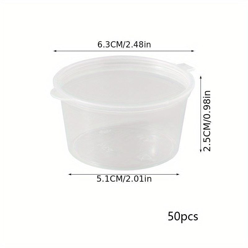 50pcs Plastic Sauce Cup with Lid, Food Container Seasoning Box