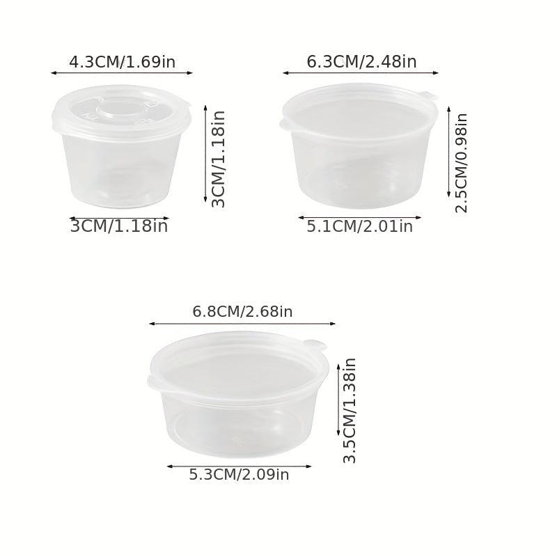 50pcs Plastic Sauce Cup with Lid, Food Container Seasoning Box