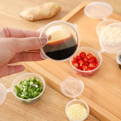 50pcs Plastic Sauce Cup with Lid, Food Container Seasoning Box