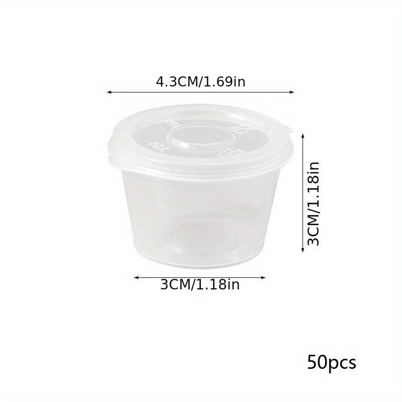 50pcs Plastic Sauce Cup with Lid, Food Container Seasoning Box