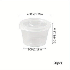 50pcs Plastic Sauce Cup with Lid, Food Container Seasoning Box