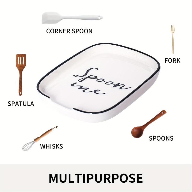 Ceramic Spoon Rest For Stove Top - Large Spoon Holder For Kitchen Counter Top