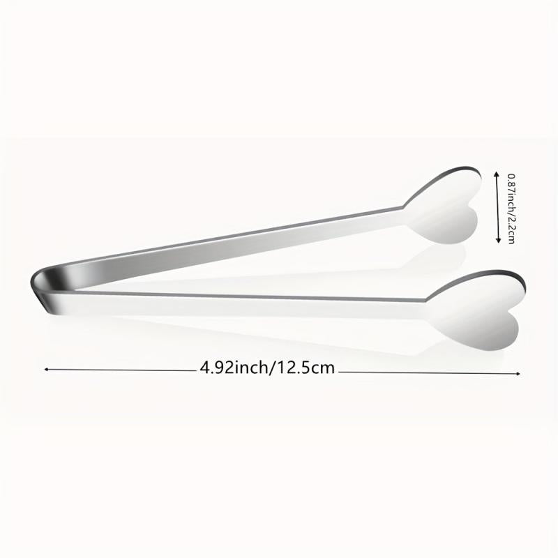 4pcs Heart Shaped Mini Tongs Stainless Steel Love Serving Tongs