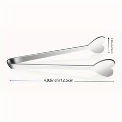 4pcs Heart Shaped Mini Tongs Stainless Steel Love Serving Tongs