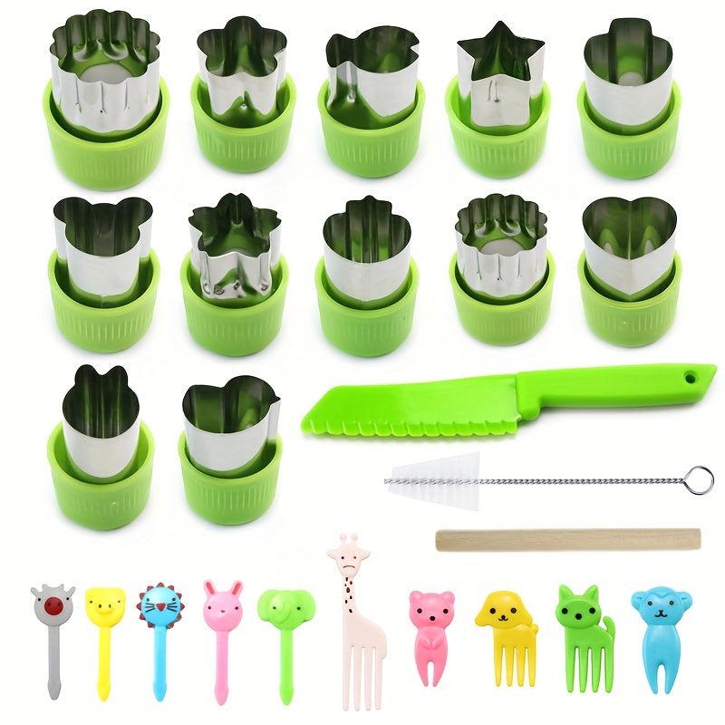 12pcs Vegetable Cutter Shapes Mold Set with Animal Fruit Picks