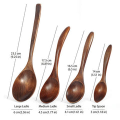 Japanese Style Wooden Spoon Set for Soup Salad Dessert and Ramen
