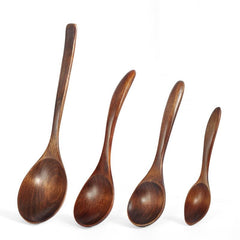 Japanese Style Wooden Spoon Set for Soup Salad Dessert and Ramen