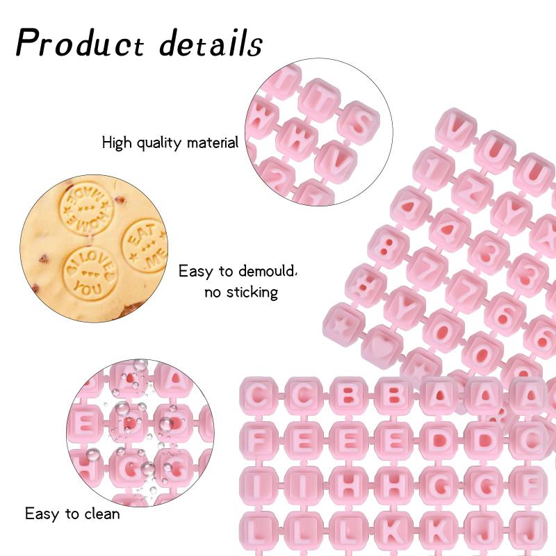 Cookie Biscuit Stamp Set Alphabet Number Letter Custom Stamper 84pcs