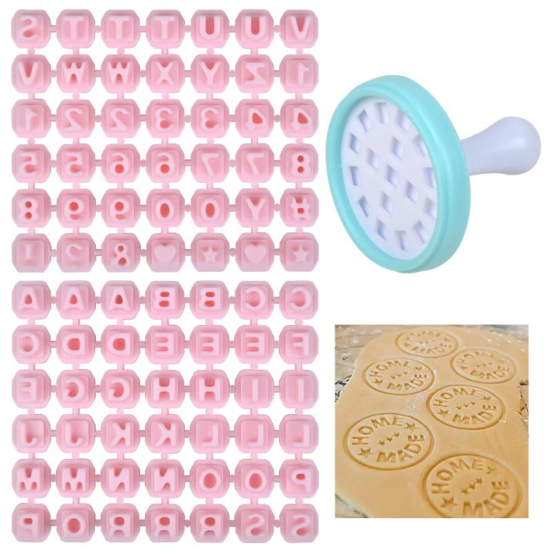 Cookie Biscuit Stamp Set Alphabet Number Letter Custom Stamper 84pcs