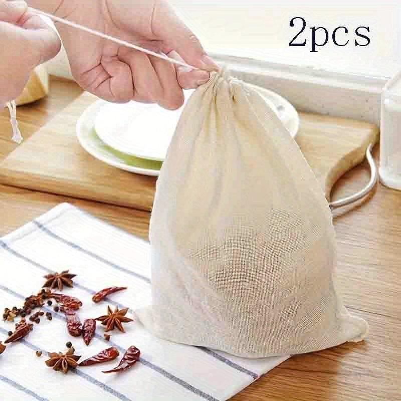 2pcs Reusable Drawstring Soup Bags Cheesecloth Spice Bags