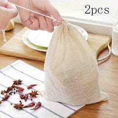 2pcs Reusable Drawstring Soup Bags Cheesecloth Spice Bags