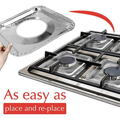 50pcs Foil Gas Stove Liners Stove Covers Disposable Square Stove Bib Liners