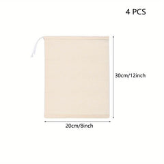 4 Pcs Nut Milk Bags & Cheese Cloth Strainer 100% Unbleached for Cooking