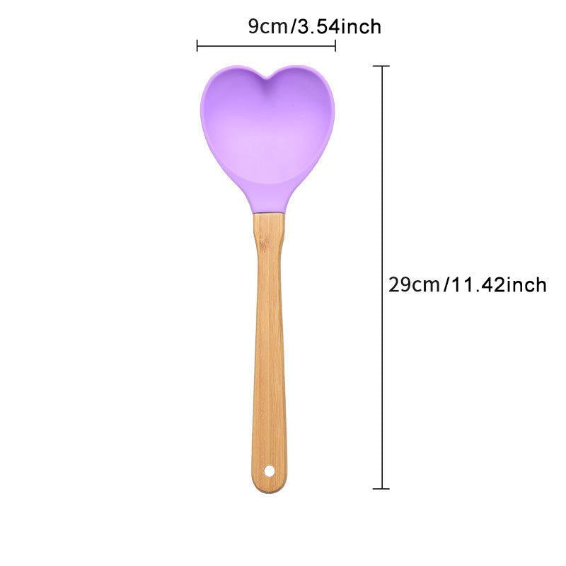 Heart Shaped Silicone Spatula with Bamboo Handle